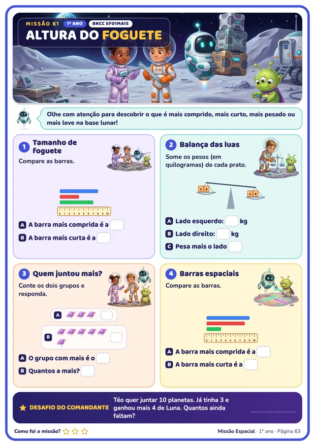 Página real: missão 61 do 1º ano, Altura do Foguete