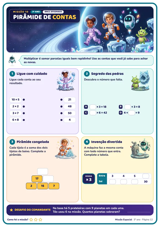 Página real: missão 10 do 3º ano, Pirâmide de Contas